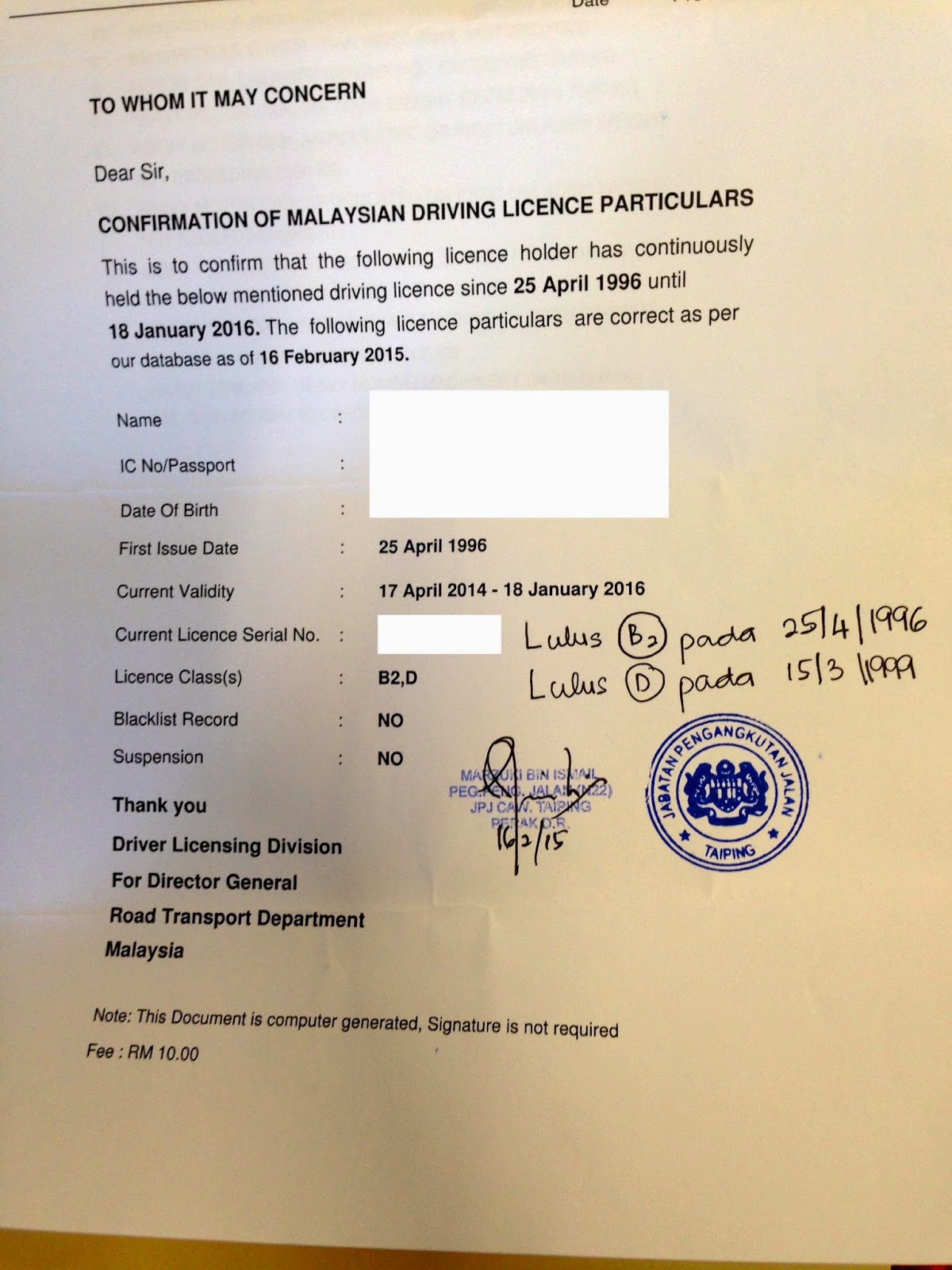 Sample Of Authorised Letter To Jpj - certify letter